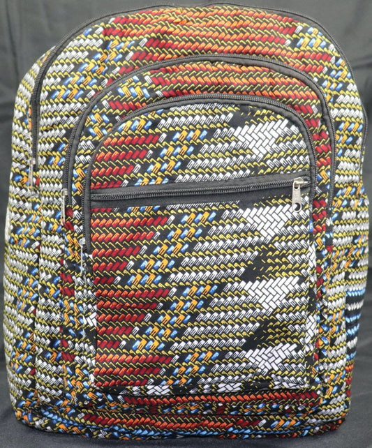 Handcrafted Ankara fabric backpack. Made in Ghana.