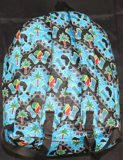 Handcrafted Ankara fabric backpack. Made in Ghana.