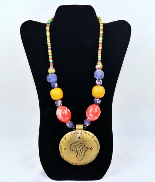 Stone & bead necklace handcrafted, made in, and imported from Senegal.