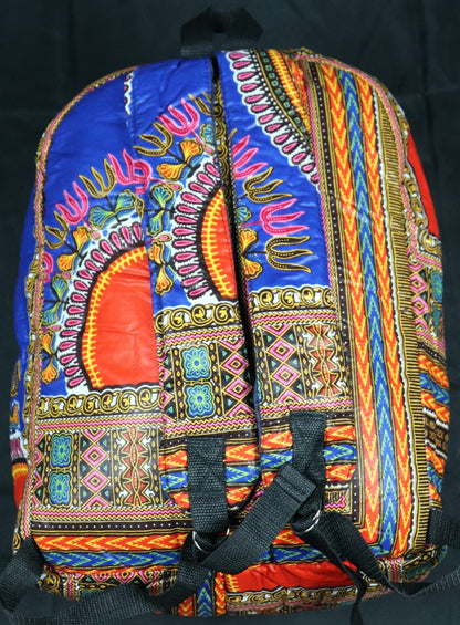Handcrafted dashiki-style fabric backpack. Made in Ghana.
